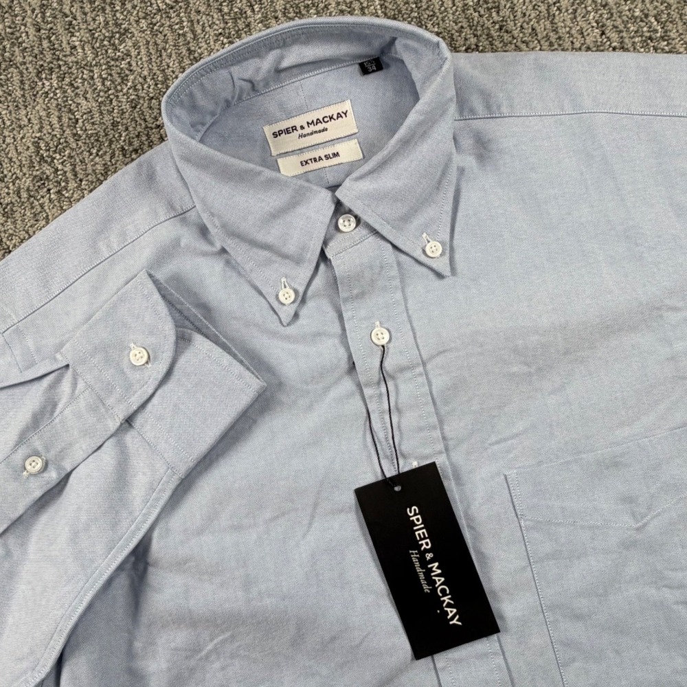 NWT Spier & Mackay Oxford Shirt Mens 15.5 34 Light Blue Extra Slim Button Down